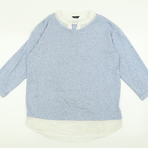 M&Co Womens Blue Crew Neck  Polyester Pullover Jumper Size 12