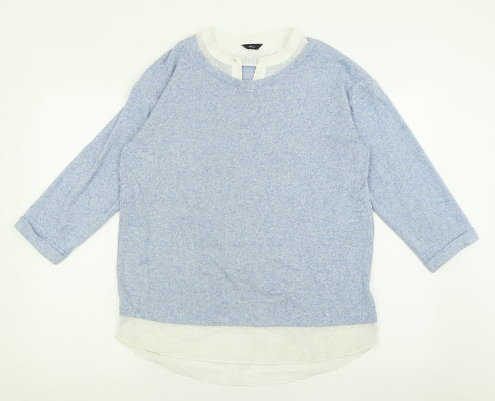 M&Co Womens Blue Crew Neck  Polyester Pullover Jumper Size 12