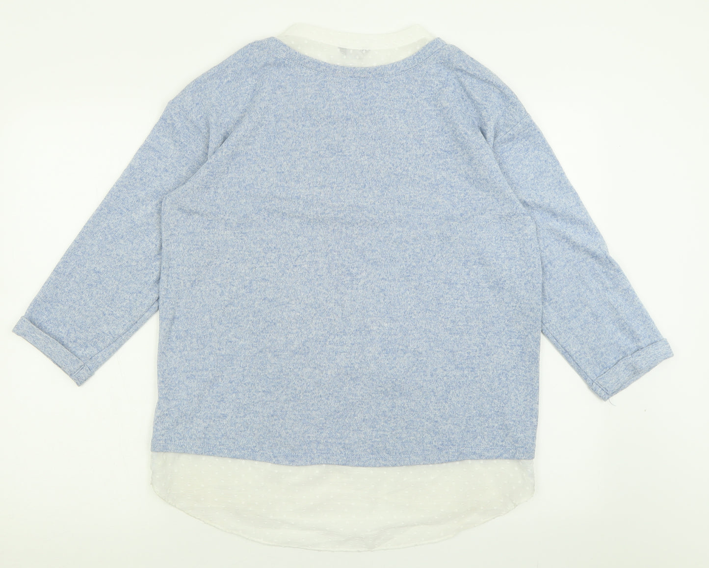 M&Co Womens Blue Crew Neck  Polyester Pullover Jumper Size 12