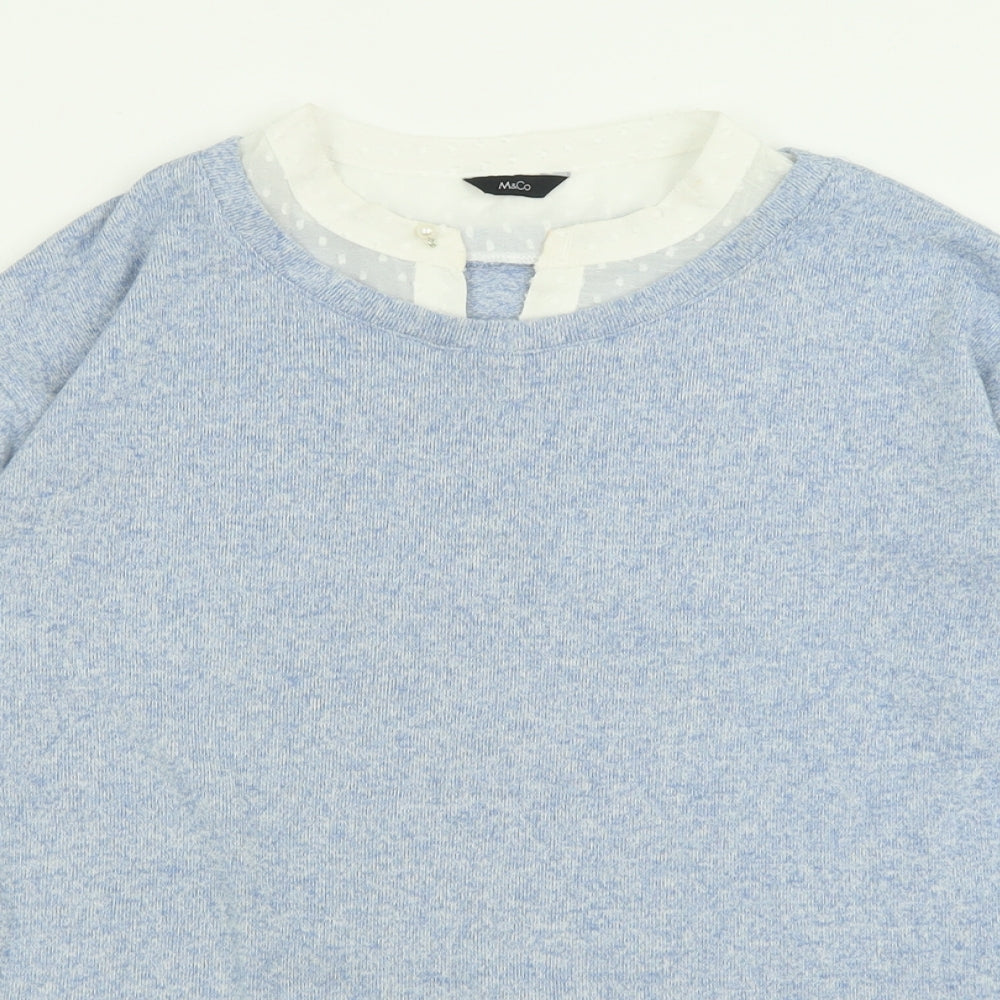 M&Co Womens Blue Crew Neck  Polyester Pullover Jumper Size 12