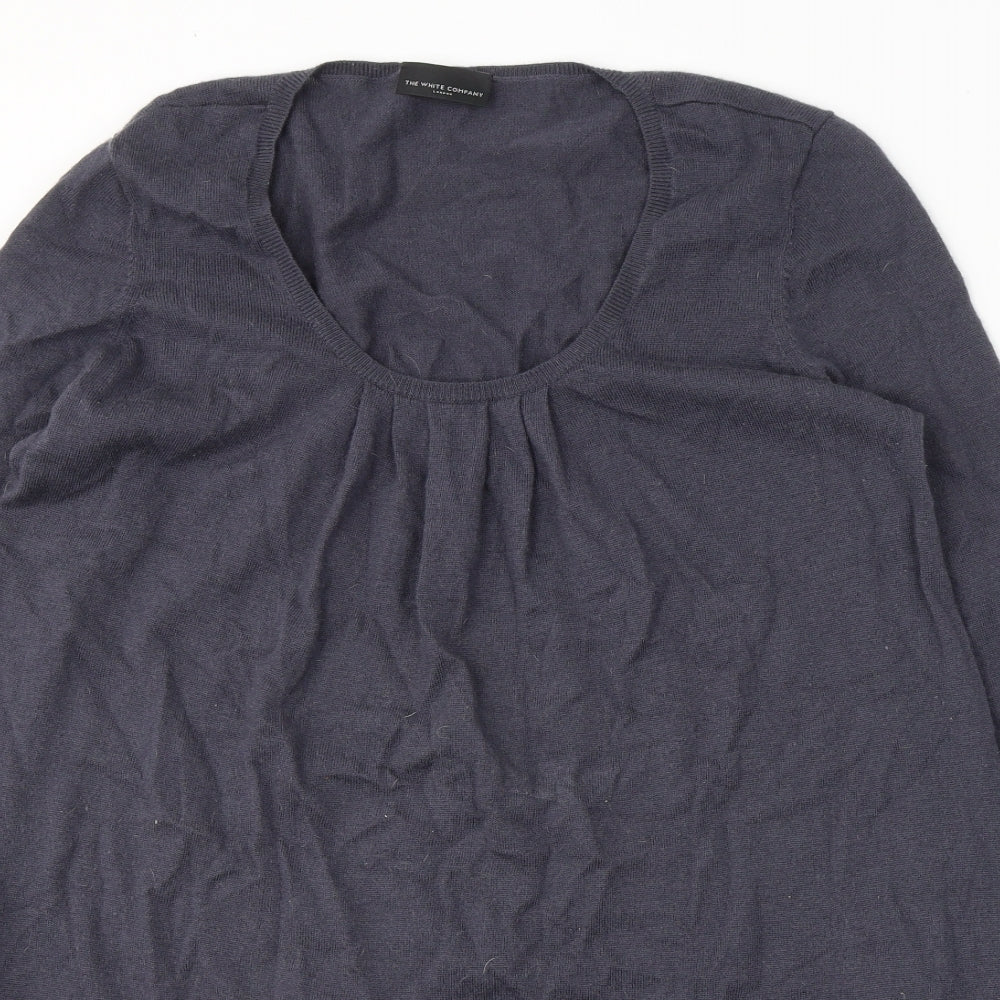 THE WHITE COMPANY Womens Blue Round Neck  Wool Tunic Jumper Size L