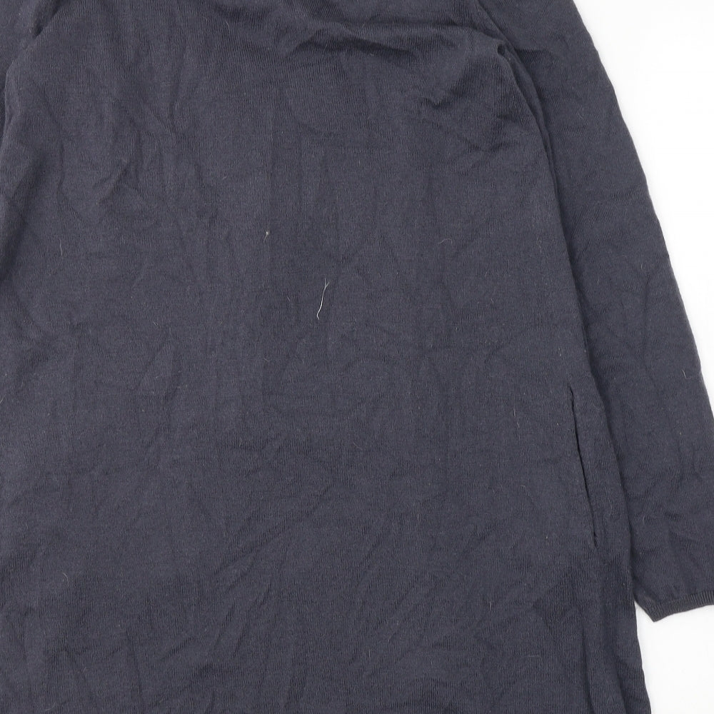 THE WHITE COMPANY Womens Blue Round Neck  Wool Tunic Jumper Size L