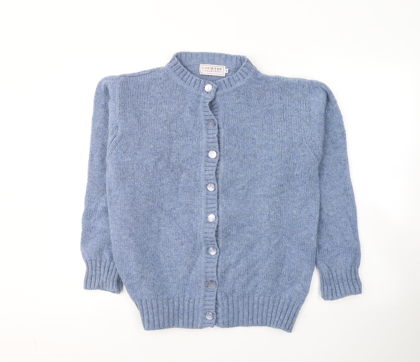 Country Collection Womens Blue Round Neck  Acrylic Cardigan Jumper Size M