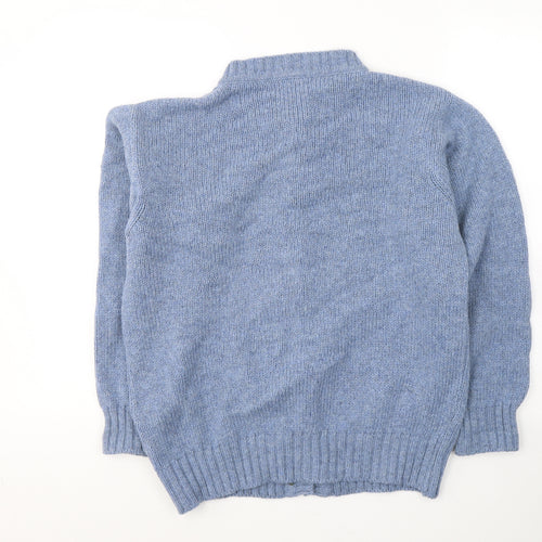 Country Collection Womens Blue Round Neck  Acrylic Cardigan Jumper Size M
