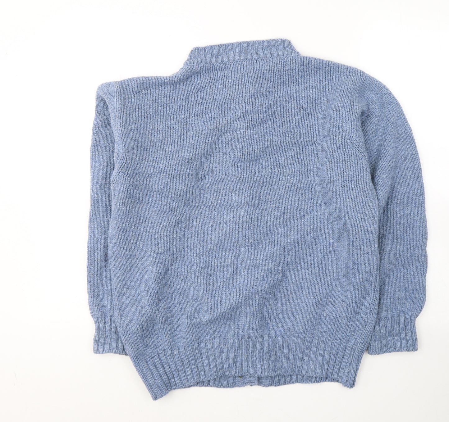 Country Collection Womens Blue Round Neck  Acrylic Cardigan Jumper Size M