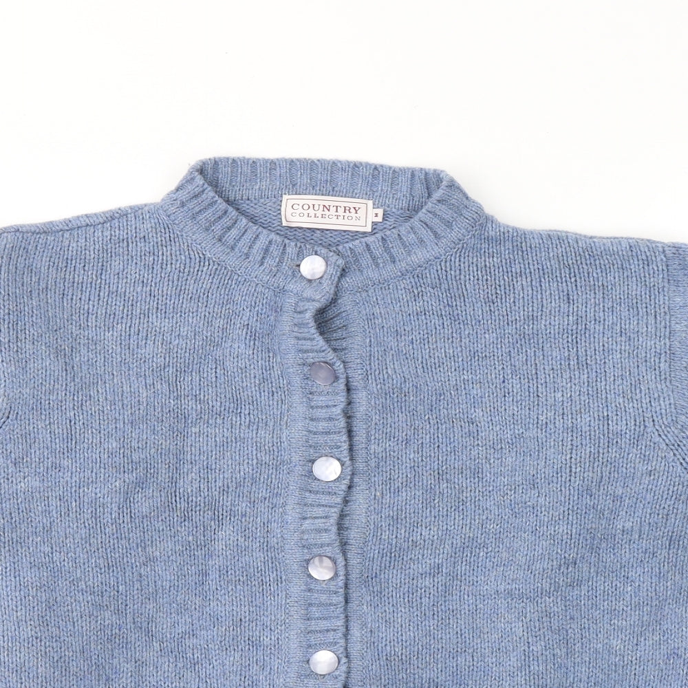 Country Collection Womens Blue Round Neck  Acrylic Cardigan Jumper Size M