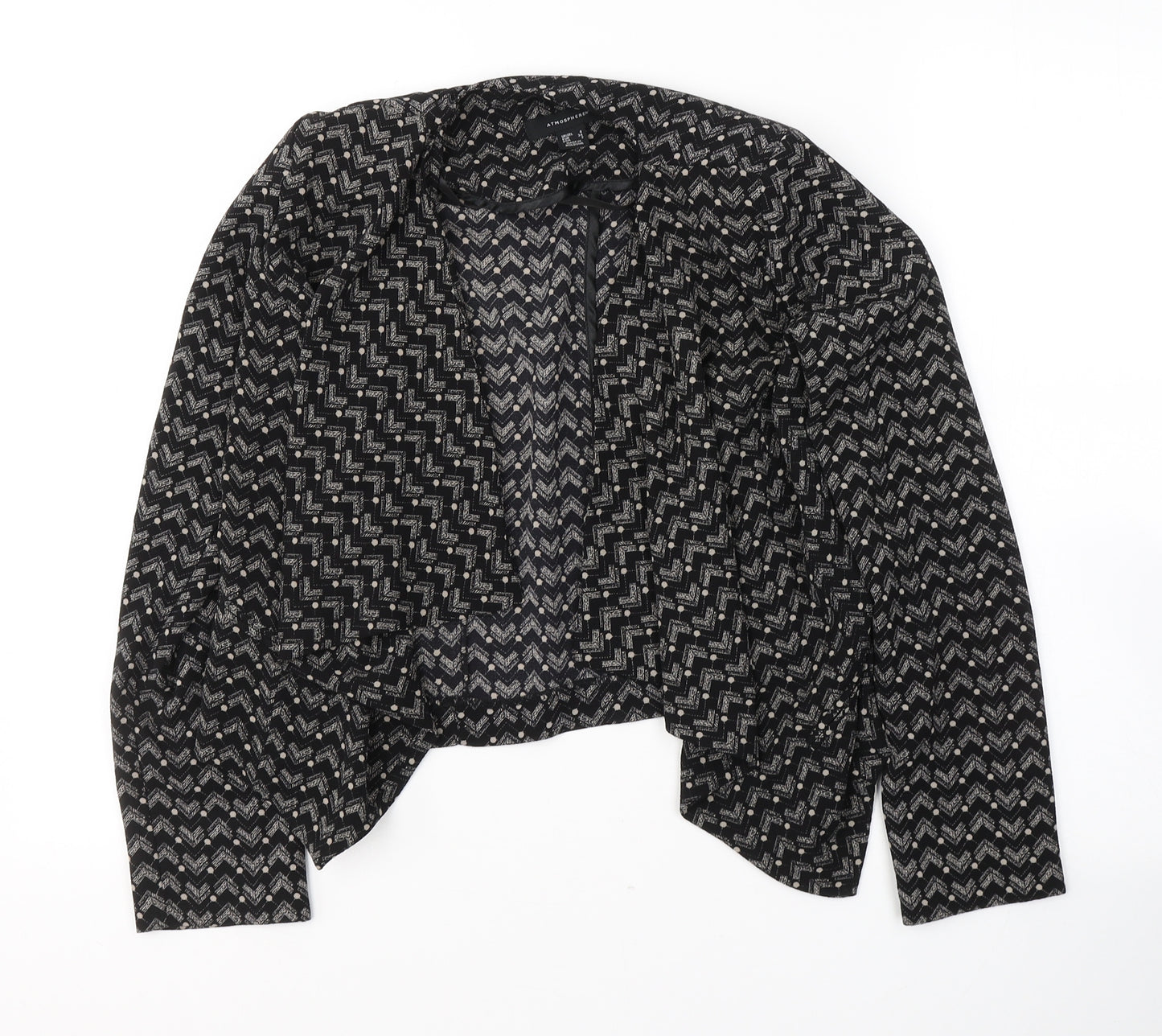 Atmosphere Womens Black Geometric Polyester Kimono Blouse Size 6 V-Neck