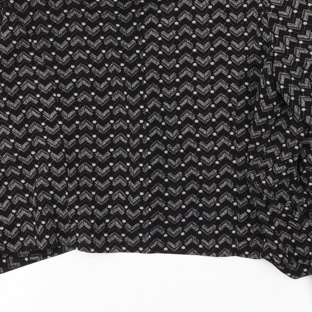 Atmosphere Womens Black Geometric Polyester Kimono Blouse Size 6 V-Neck