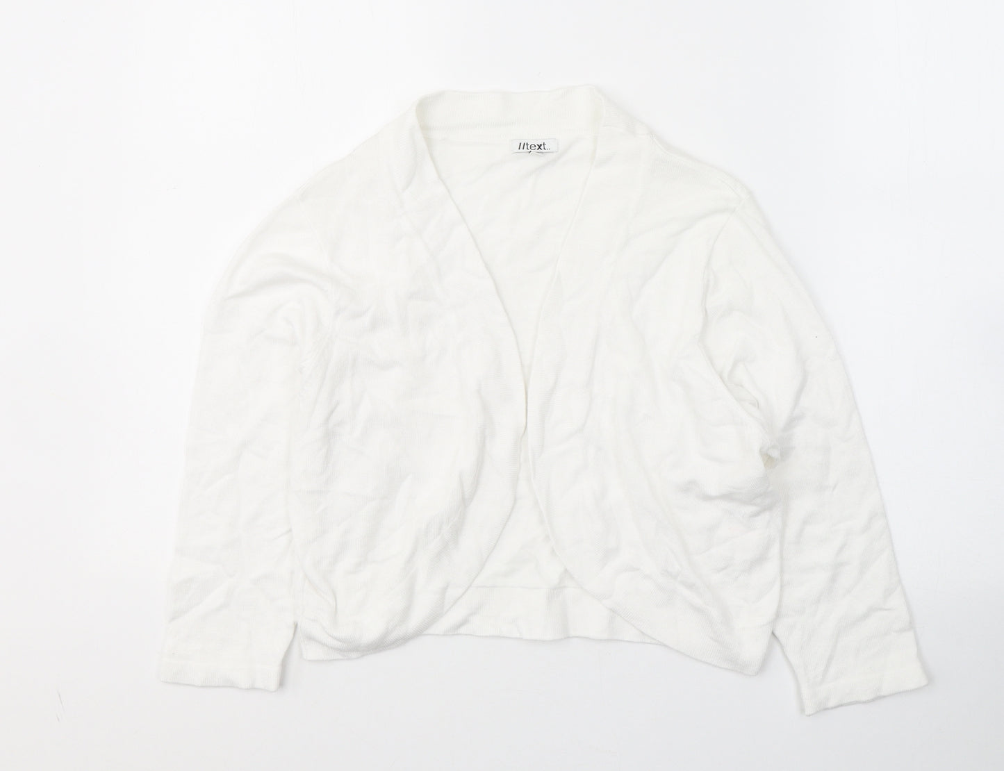 TEXT Womens White V-Neck  Viscose Cardigan Jumper Size M