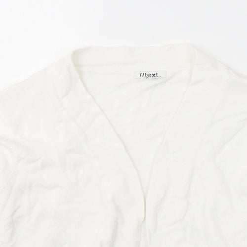 TEXT Womens White V-Neck  Viscose Cardigan Jumper Size M
