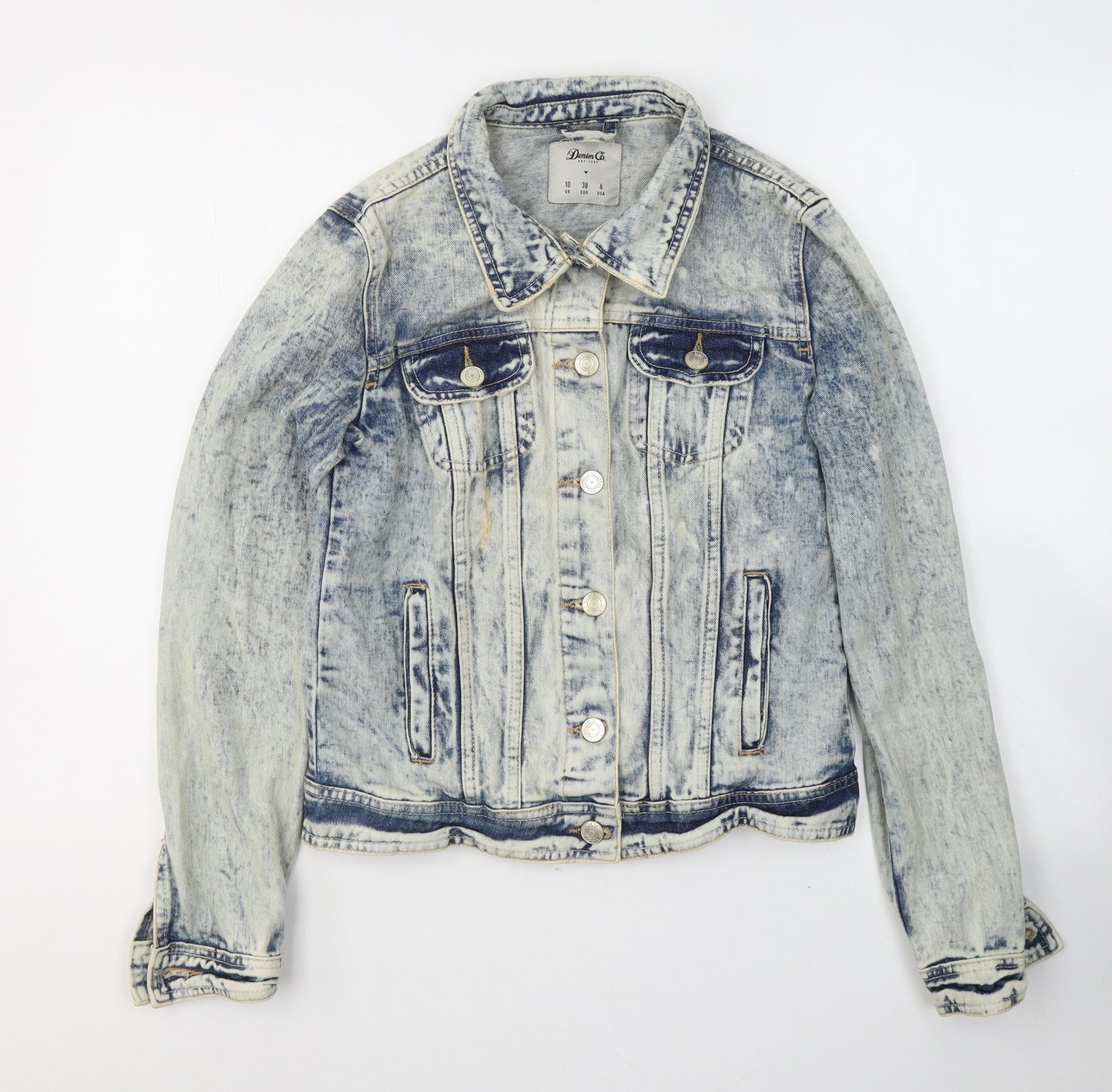 Denim & Co. Womens Blue   Jacket  Size 10  Button