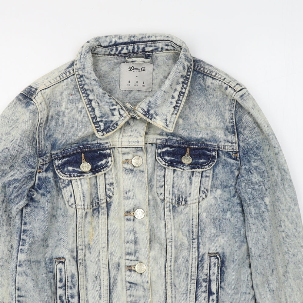 Denim & Co. Womens Blue   Jacket  Size 10  Button