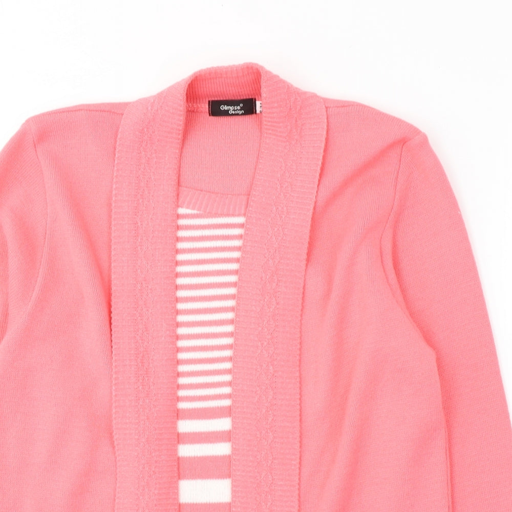 Glimpse Design Womens Pink Round Neck Striped Acrylic Pullover Jumper Size S