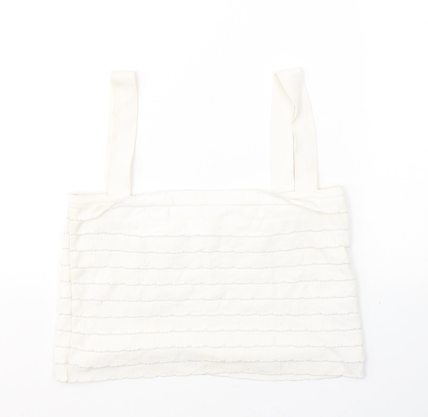 Zara Womens White  Polyamide Cropped Tank Size M Square Neck