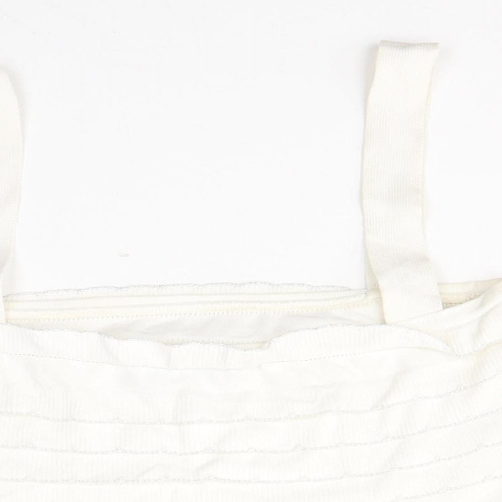 Zara Womens White  Polyamide Cropped Tank Size M Square Neck