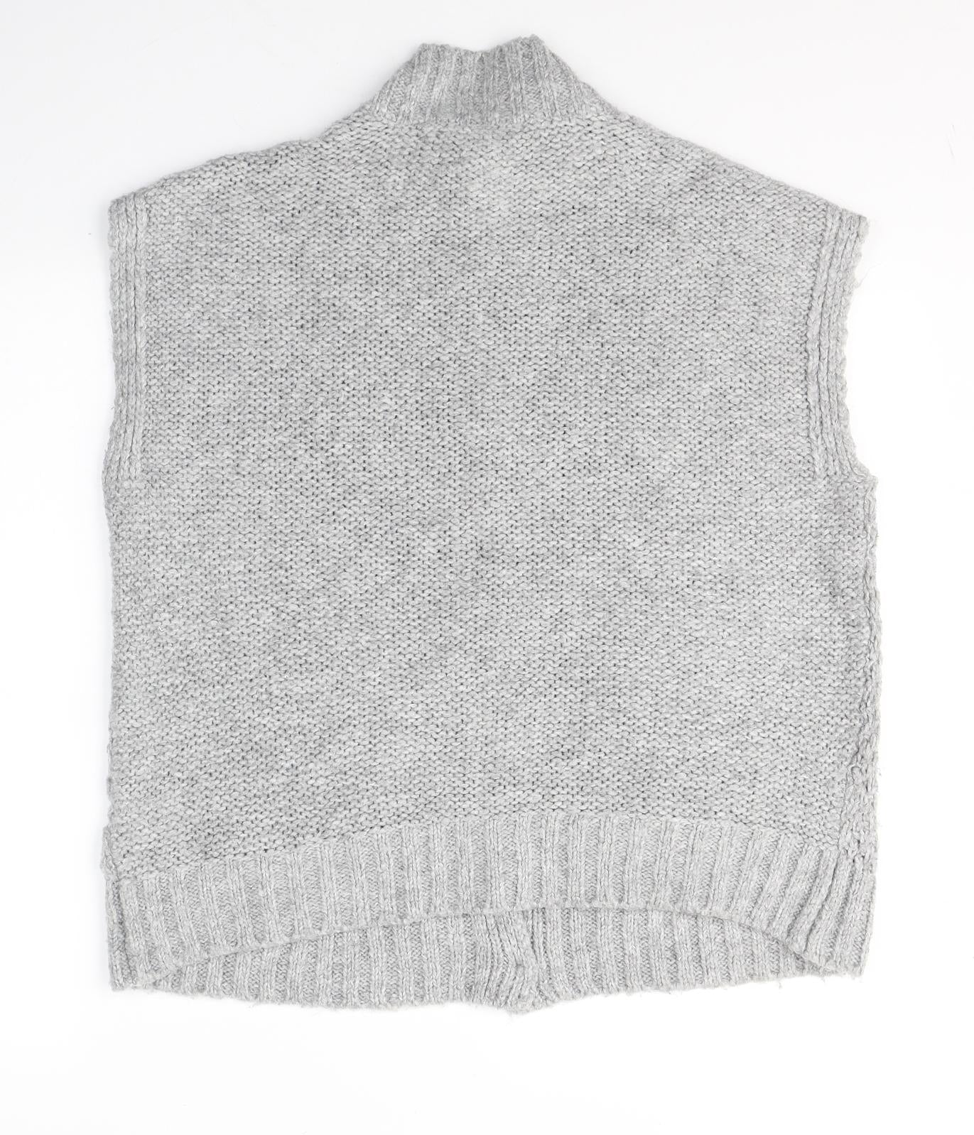 White Stuff Womens Grey High Neck  Acrylic Cardigan Jumper Size 12