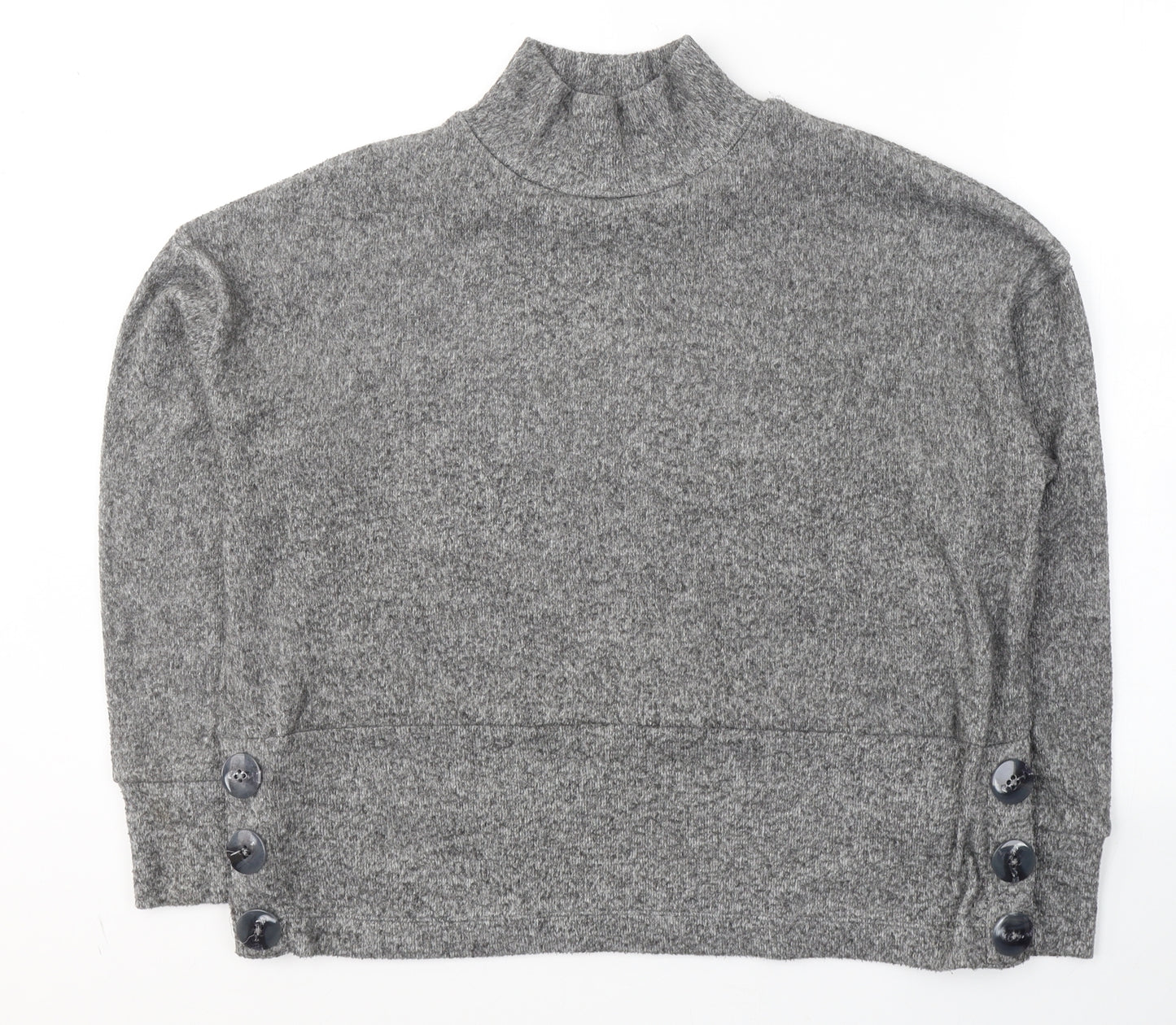 F&F Womens Grey High Neck  Acetate Pullover Jumper Size 10