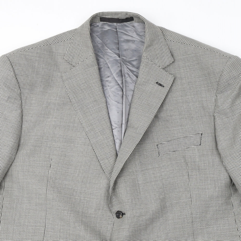 Marks and Spencer Mens Black Houndstooth Wool Jacket Suit Jacket Size 48