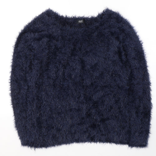 F&F Womens Blue Round Neck  Nylon Pullover Jumper Size 16