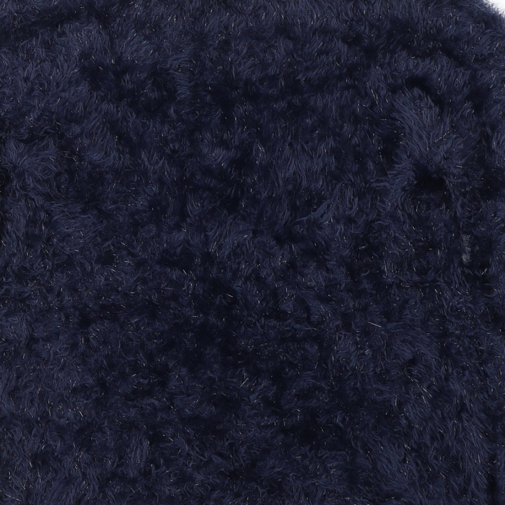 F&F Womens Blue Round Neck  Nylon Pullover Jumper Size 16