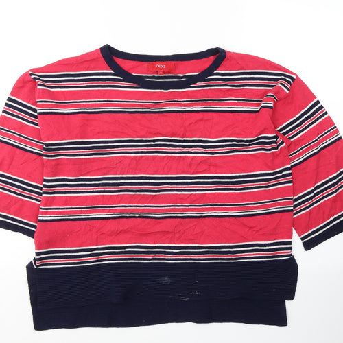 NEXT Womens Pink Striped Cotton Basic T-Shirt Size 10 Round Neck