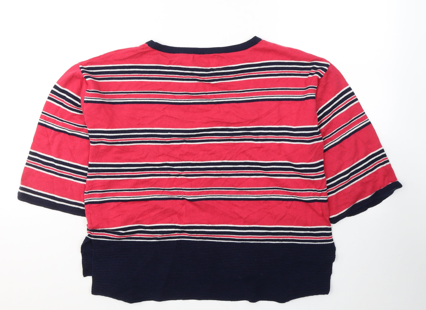 NEXT Womens Pink Striped Cotton Basic T-Shirt Size 10 Round Neck