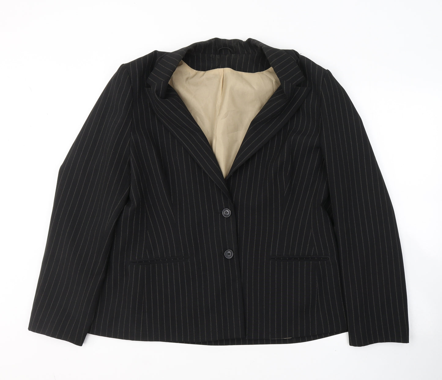 Dorothy Perkins Womens Black Striped Polyester Jacket Suit Jacket Size 20