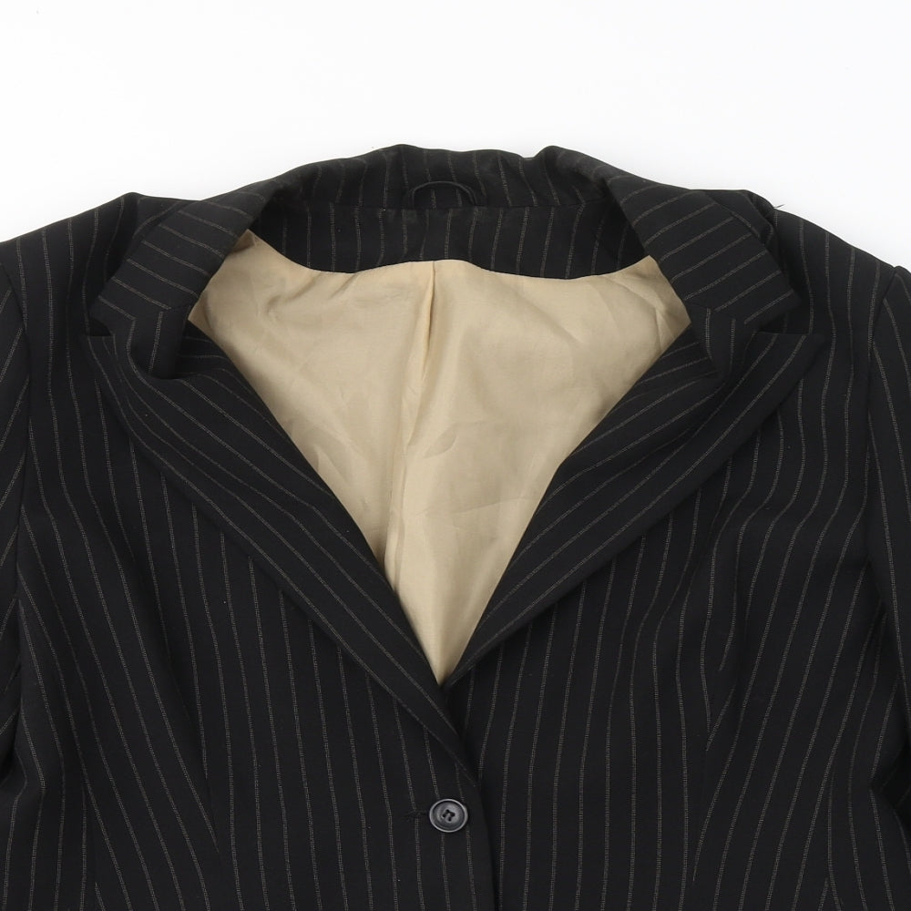Dorothy Perkins Womens Black Striped Polyester Jacket Suit Jacket Size 20