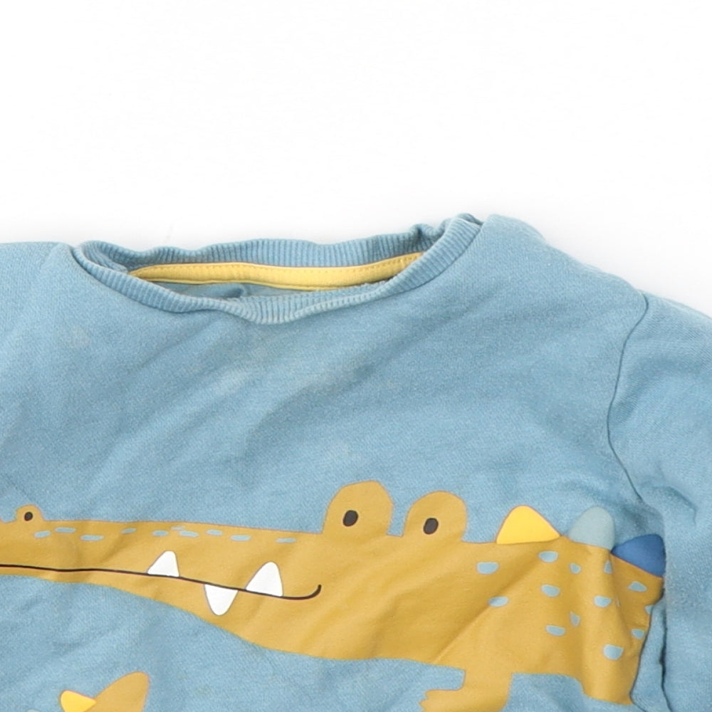 F&F Boys Blue  Cotton Pullover Jumper Size 12-18 Months  Button - Crocodile