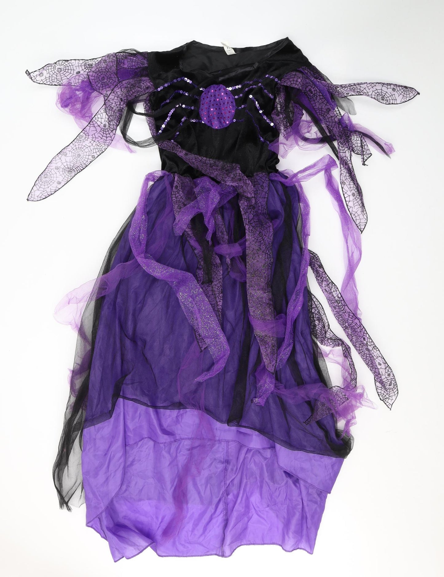 Halloween Girls Purple Colourblock Polyester Fit & Flare  Size 10 Years  Round Neck Pullover - Spider Fancy Dress