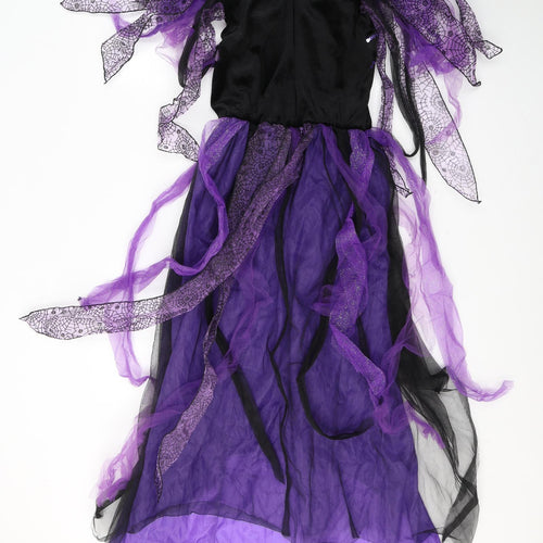 Halloween Girls Purple Colourblock Polyester Fit & Flare  Size 10 Years  Round Neck Pullover - Spider Fancy Dress