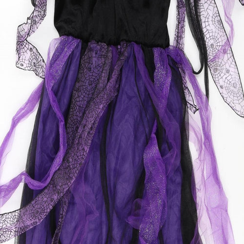 Halloween Girls Purple Colourblock Polyester Fit & Flare  Size 10 Years  Round Neck Pullover - Spider Fancy Dress