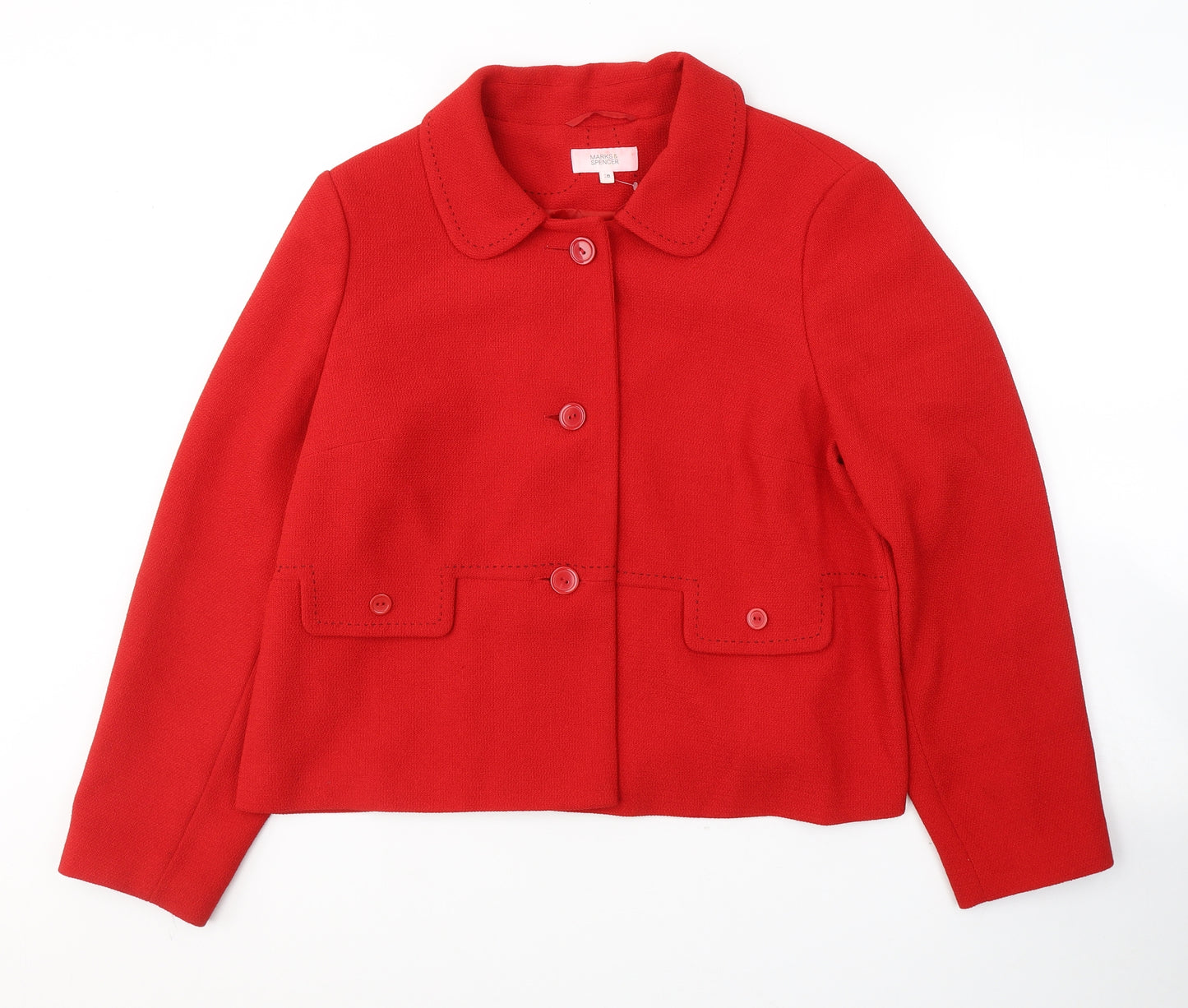 Marks and Spencer Womens Red   Jacket Blazer Size 20  Button