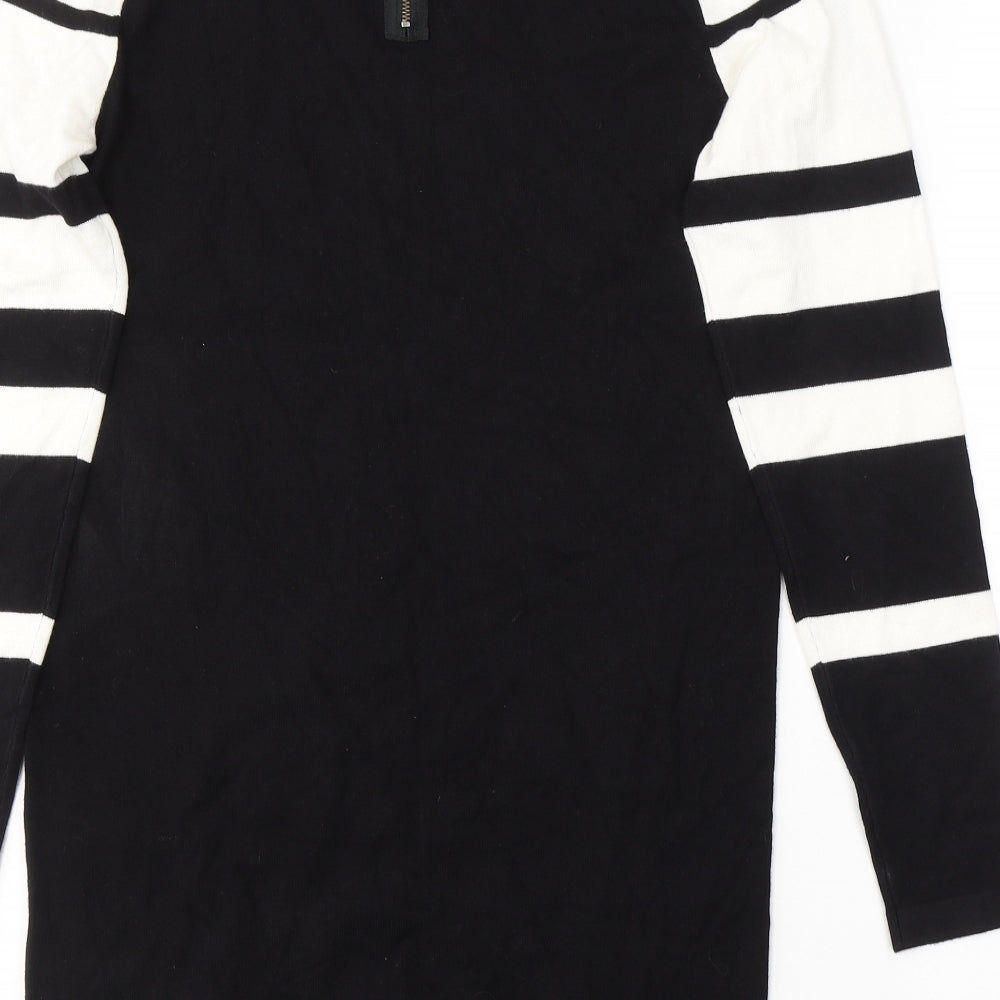 Principles Womens Black Colourblock Viscose Jumper Dress  Size 12  Round Neck Pullover