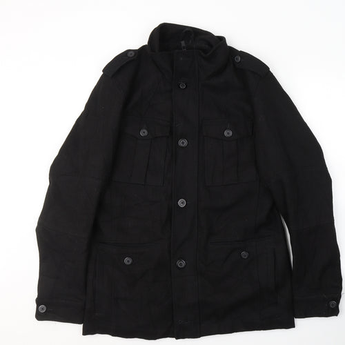 NEXT Mens Black   Pea Coat Coat Size M  Zip