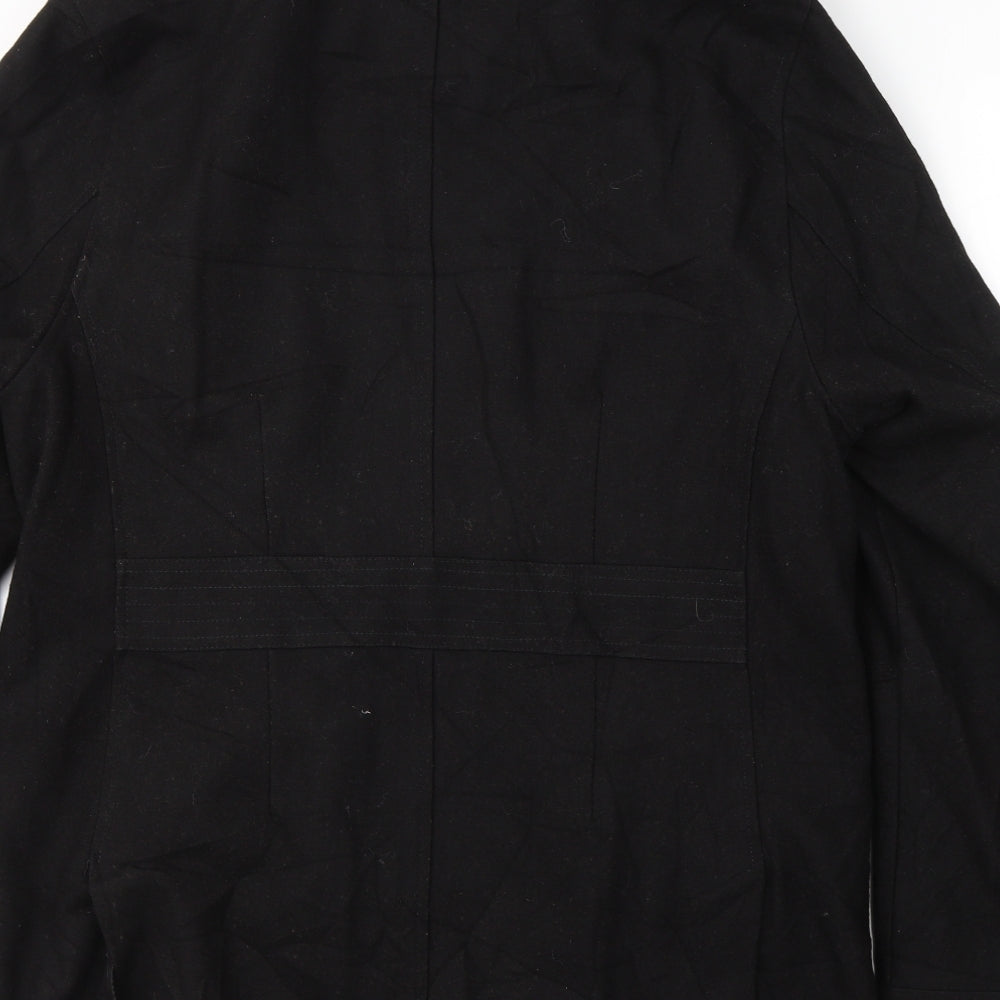NEXT Mens Black   Pea Coat Coat Size M  Zip