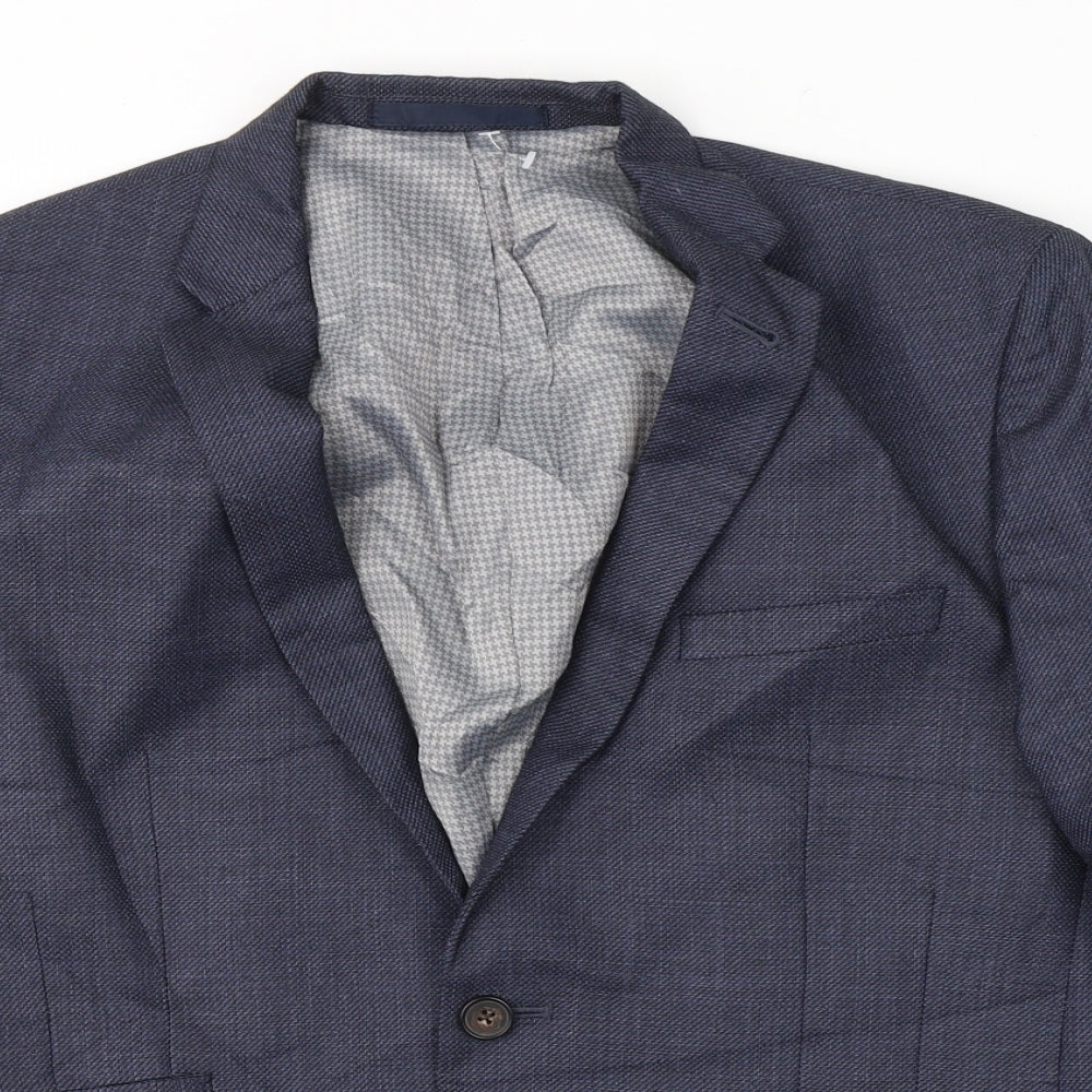 BHS Mens Blue  Polyester Jacket Suit Size S