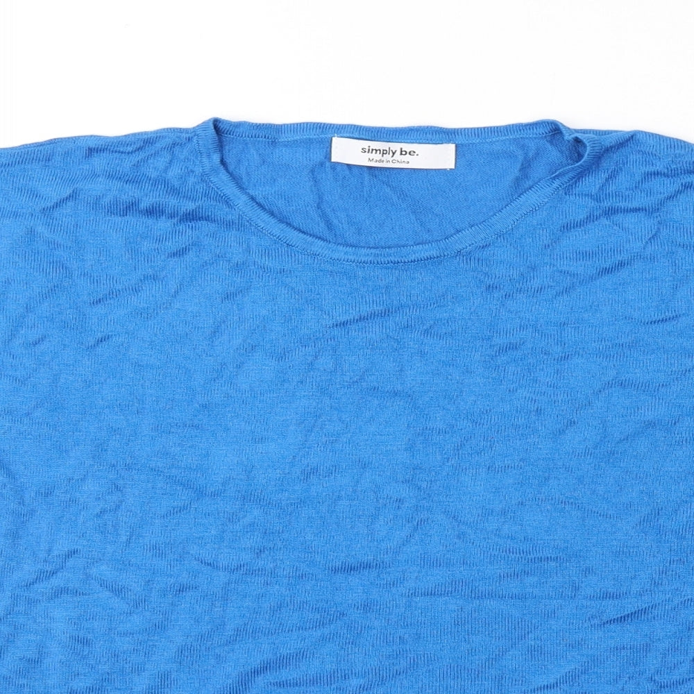 Simply Be Womens Blue Round Neck  Viscose Pullover Jumper Size 20