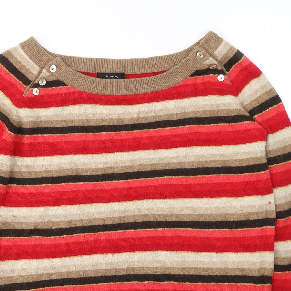 Linea Womens Multicoloured Round Neck Striped Viscose Pullover Jumper Size XL