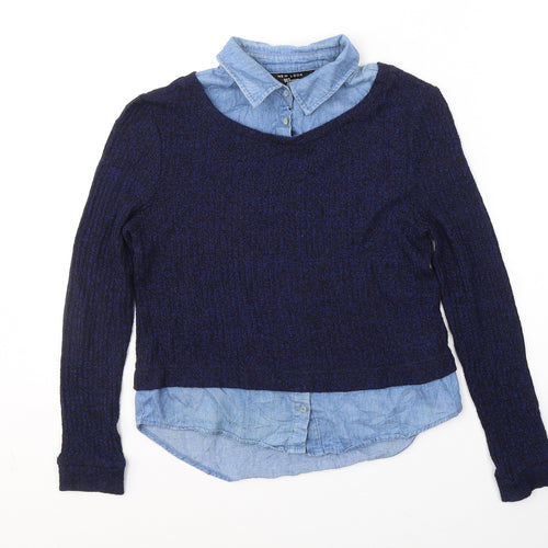 New Look Girls Blue Collared  Viscose Pullover Jumper Size 10-11 Years  Pullover