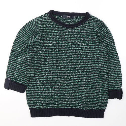 EWM Womens Green Round Neck  Cotton Pullover Jumper Size 10