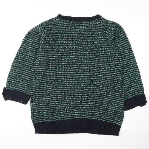 EWM Womens Green Round Neck  Cotton Pullover Jumper Size 10