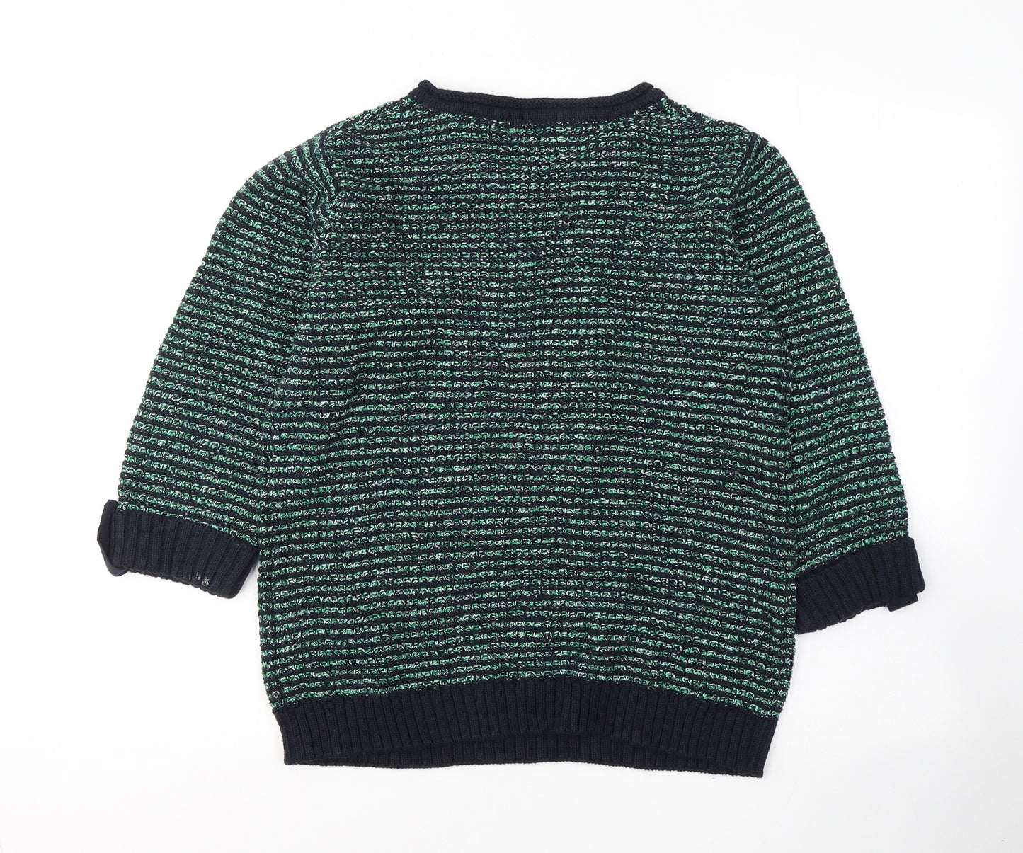EWM Womens Green Round Neck  Cotton Pullover Jumper Size 10