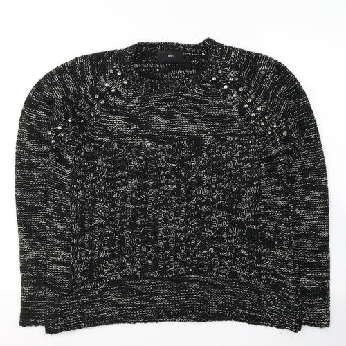 NEXT Womens Black Round Neck  Acrylic Pullover Jumper Size 12