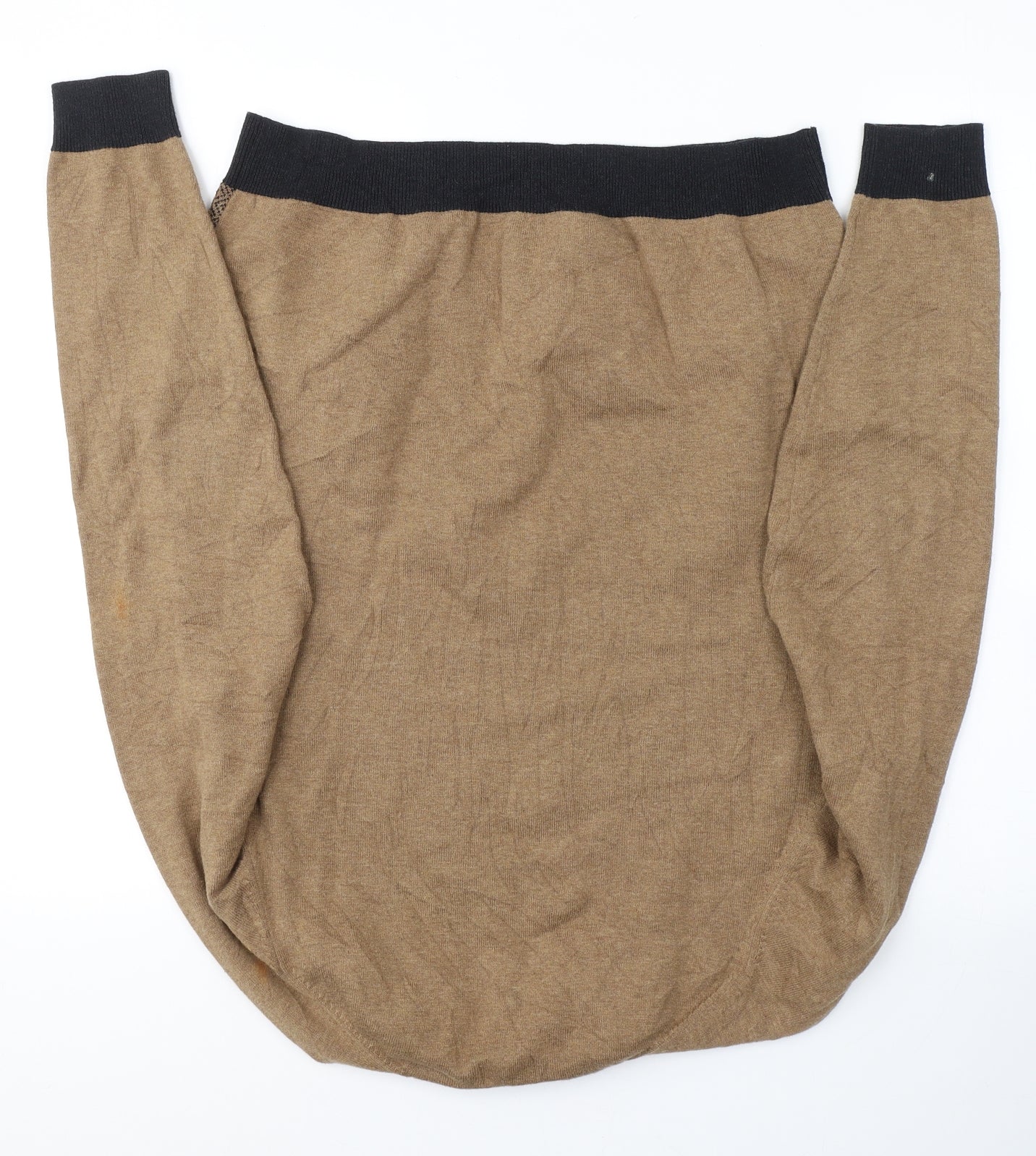 NEXT Mens Brown Round Neck Geometric Cotton Pullover Jumper Size L