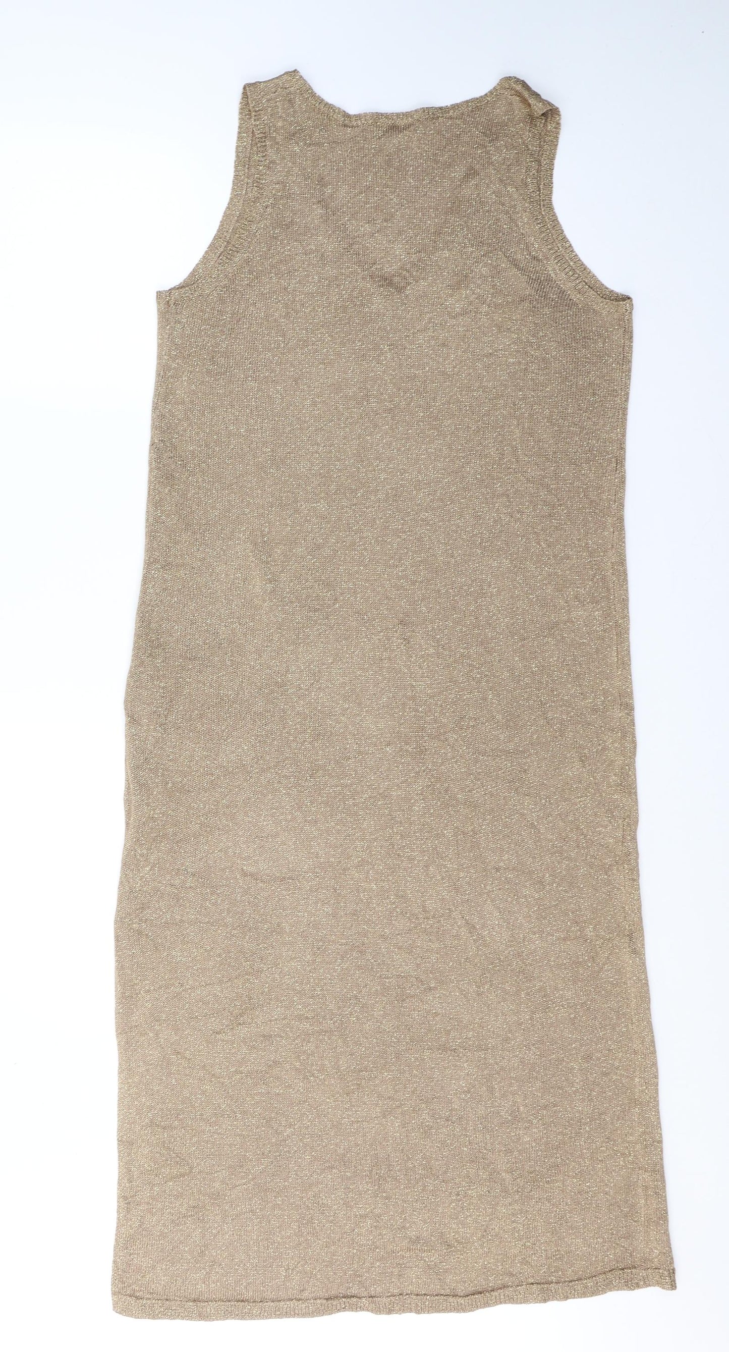 Hush Womens Gold  Viscose Tank Dress  Size 12  V-Neck Pullover