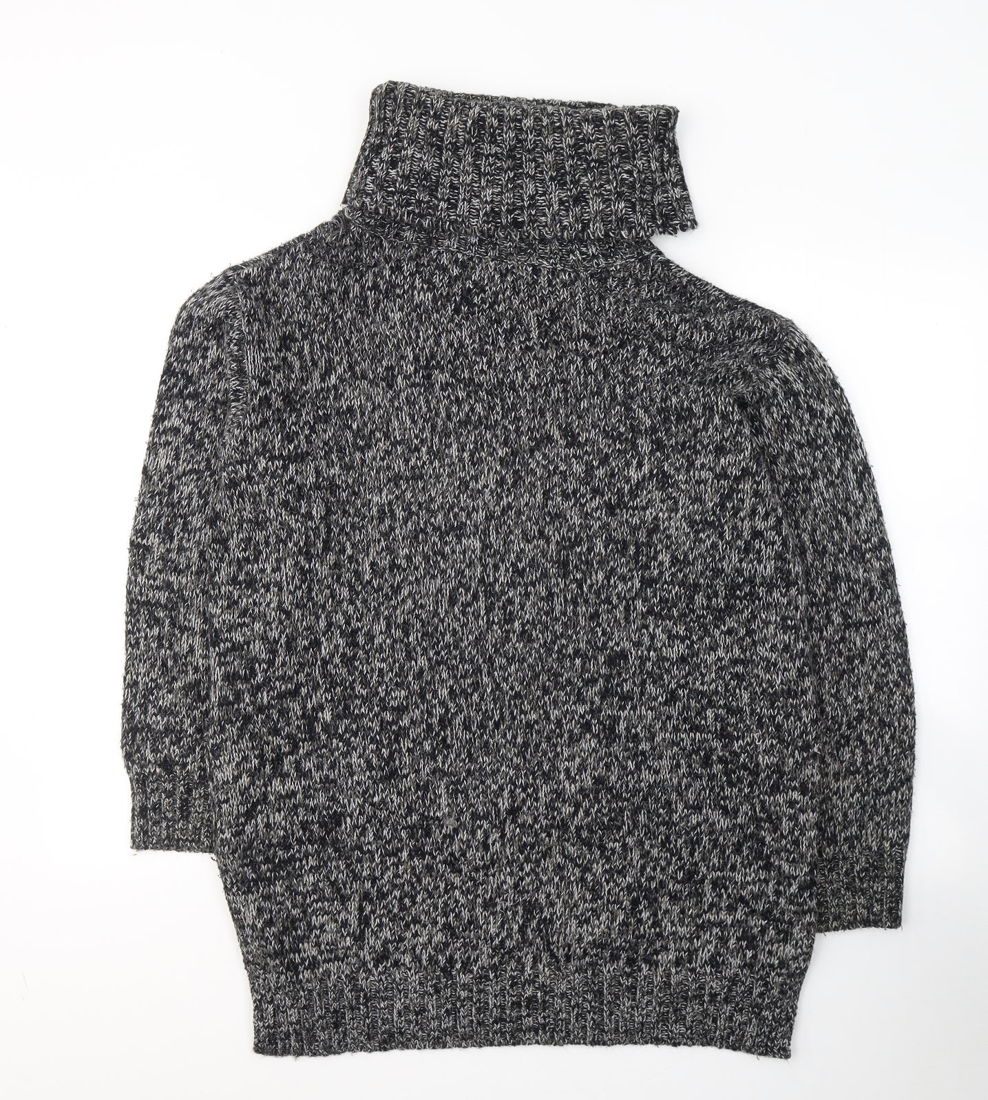New Look Womens Black Round Neck  Acrylic Pullover Jumper Size M   - side slits
