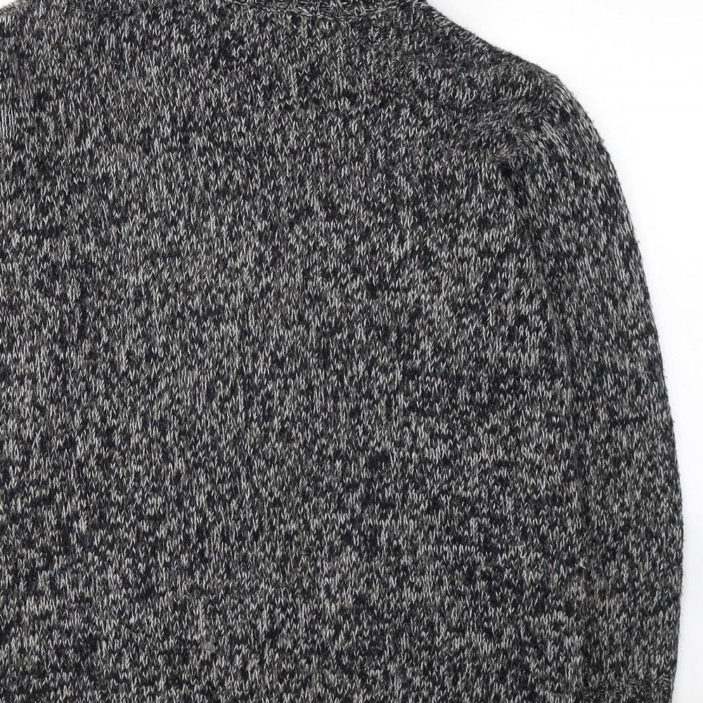 New Look Womens Black Round Neck  Acrylic Pullover Jumper Size M   - side slits
