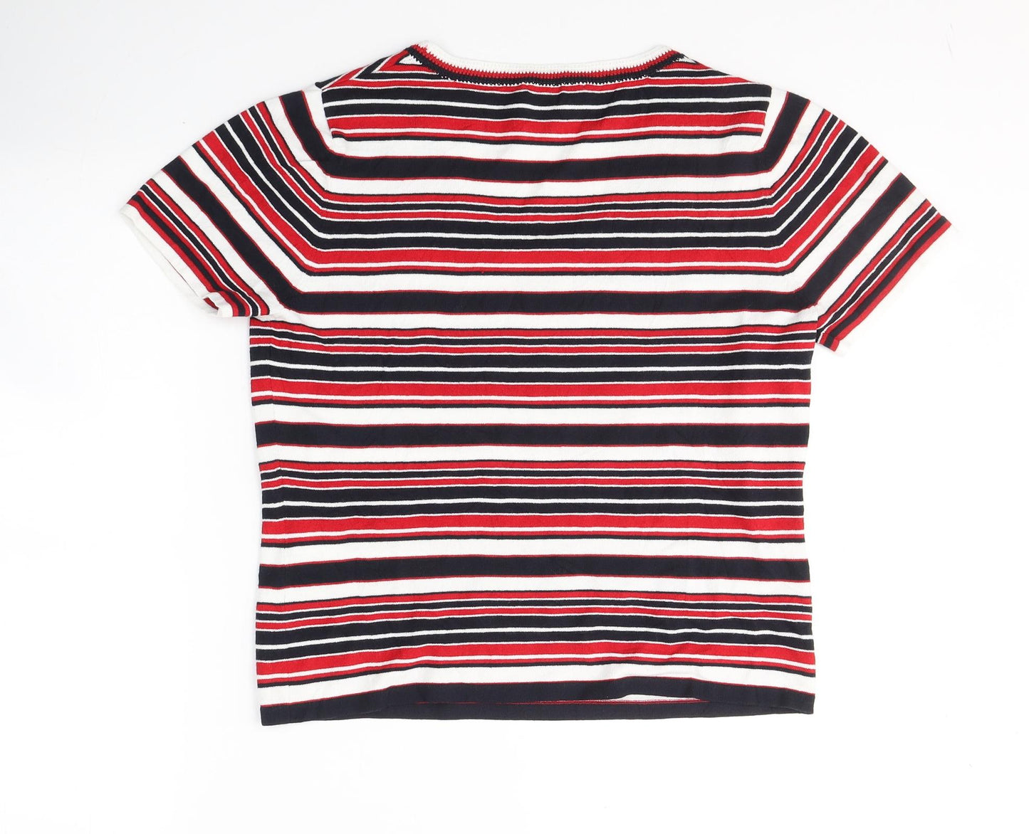 Precis Womens Multicoloured V-Neck Striped Viscose Pullover Jumper Size M