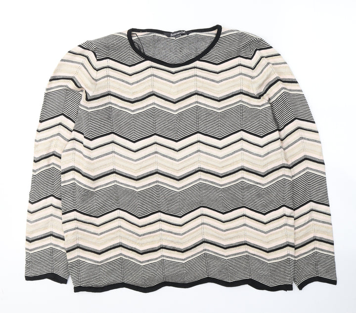 Bonmarché Womens Multicoloured Round Neck Striped Viscose Pullover Jumper Size 16